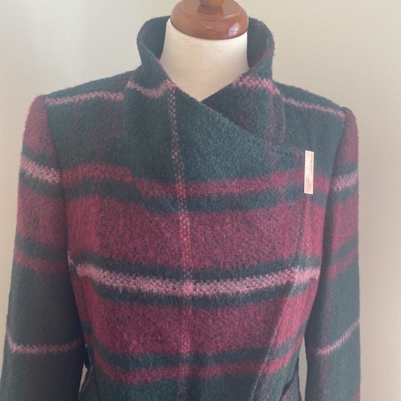 Ted Baker Skaalet Check Long Wrap Coat Size 3 US 8 - Picture 4 of 14